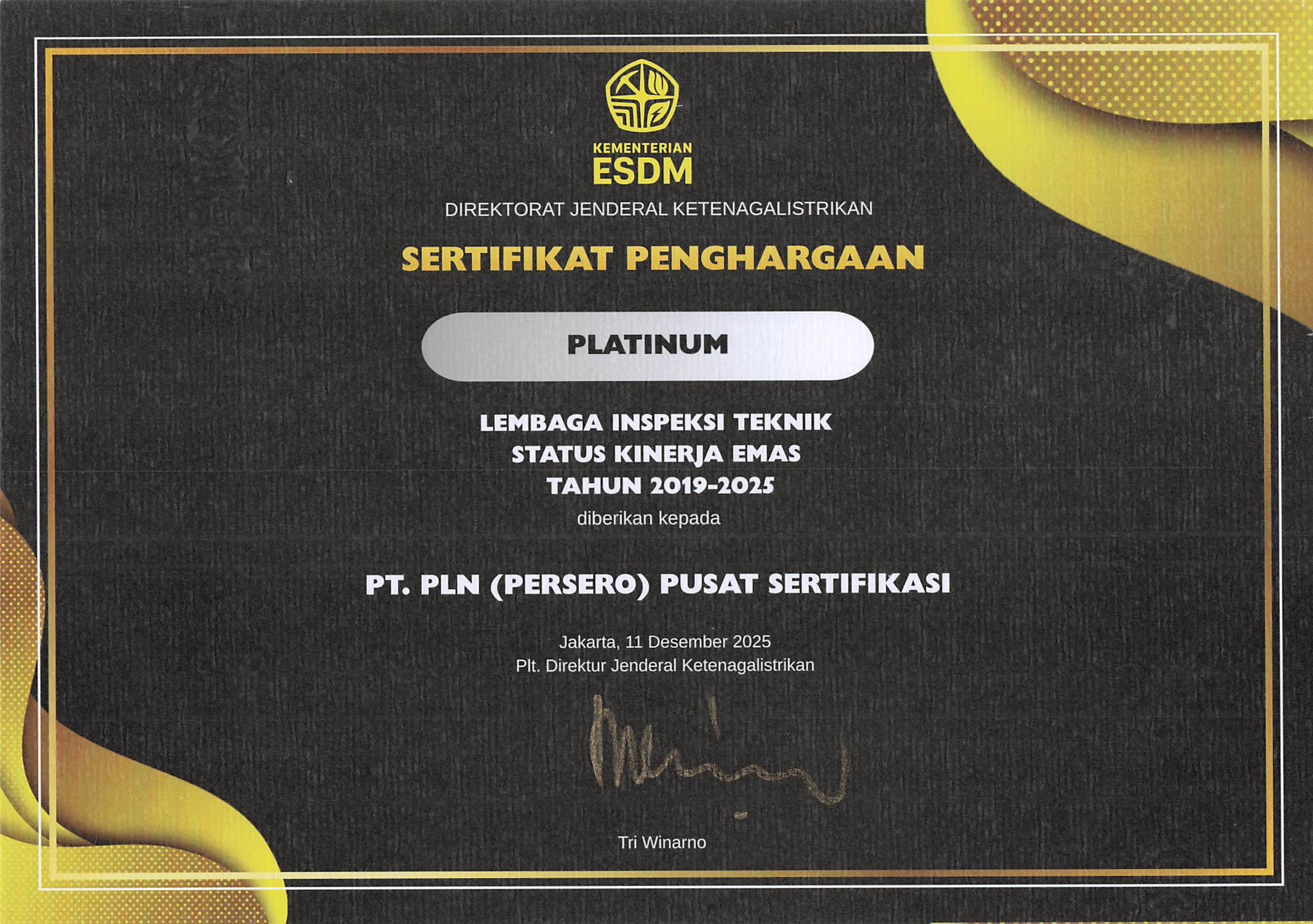 Penghargaan Platinum Kementerian ESDM